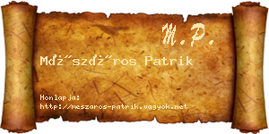 Mészáros Patrik névjegykártya